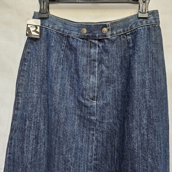 Rockies Vintage Denim Jean Maxi Skirt 100% Cotton Dark Wash Size 6 - Picture 2 of 4